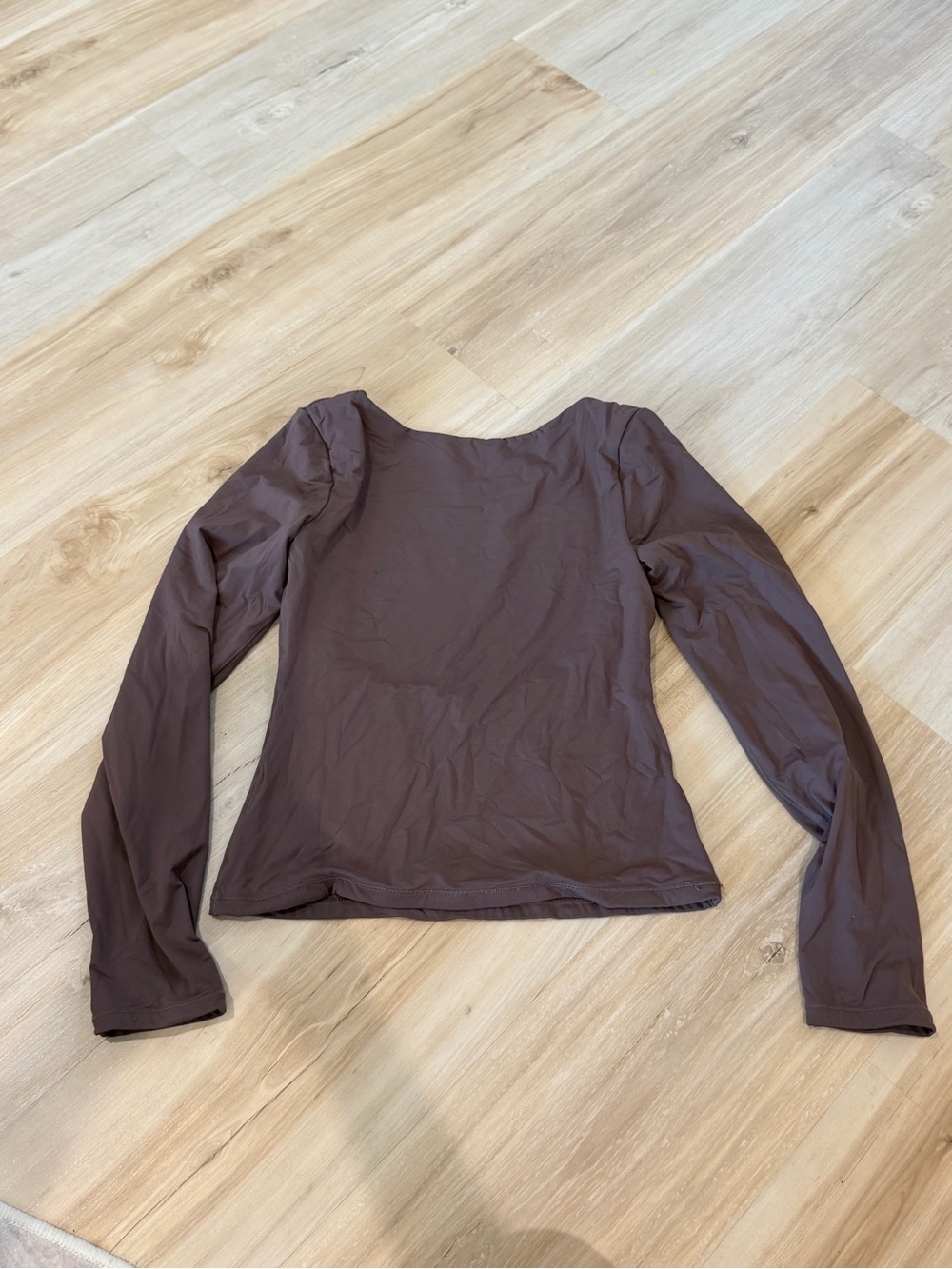 Women's Long Sleeve Square Neck Top in Brown